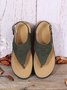 JFN  Embroidered Wave Pattern Vintage Casual Thong Sandals