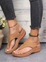 JFN  Embroidered Wave Pattern Vintage Casual Thong Sandals