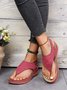 JFN  Embroidered Wave Pattern Vintage Casual Thong Sandals