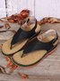 JFN  Embroidered Wave Pattern Vintage Casual Thong Sandals