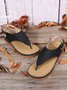 JFN  Embroidered Wave Pattern Vintage Casual Thong Sandals