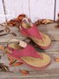 JFN  Embroidered Wave Pattern Vintage Casual Thong Sandals