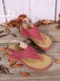 JFN Embroidered Wave Pattern Vintage Casual Thong Sandals