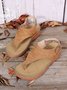 JFN  Embroidered Wave Pattern Vintage Casual Thong Sandals