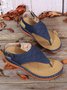JFN  Embroidered Wave Pattern Vintage Casual Thong Sandals