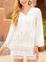 V Neck Women Summer Dresses Shift Beach Casual Solid Dresses