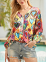 Valentine's Day Love Pattern Casual Loosen Cartoon Blouse