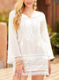V Neck Women Summer Dresses Shift Beach Casual Solid Dresses