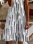 JFN V Neck Striped Casual Midi Dresses
