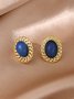 JFN Vintage Baroque Braided Blue Gemstone Earrings Beach Jewelry