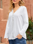 Solid Paneled Long Sleeve V Neck Shirts & Tops