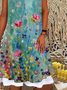 Cotton Casual Floral Short Sleeve Knitting Dress