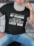 Casual Style ""LUCKY MAN" Letter Print Men's Casual Short Sleeve T-Shirt