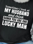 Casual Style ""LUCKY MAN" Letter Print Men's Casual Short Sleeve T-Shirt