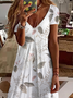 JFN V Neck Vacation short sleeve Floral MIni Dress
