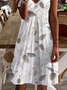 JFN V Neck Vacation short sleeve Floral MIni Dress
