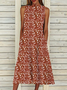 Ditsy Floral JFN Boatneck  Sleeveless Casual Midi Dresses