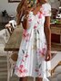 Women's A Line Dress Midi Dress Half Sleeve Floral Ruched Print Spring Summer V Neck Casual Modern