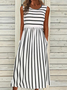 Stripe Casual Crew Neck Short Sleeve Knit Dress