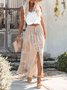 Boho Buttoned Geometric Long Skirt