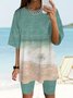 JFN Round Neck Ocean Vacation Two Pieces T-shirts/Tee & Shorts