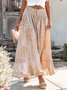 Boho Buttoned Geometric Long Skirt
