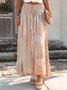 Boho Buttoned Geometric Long Skirt