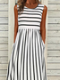 Stripe Casual Crew Neck Short Sleeve Knit Dress