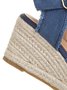 JFN  Canvas Braided Strap Cross Boho Straw Wedge Sandals