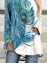 Boho Floral-Print A-Line Long Sleeve Shirts & Tops