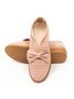 JFN  Women's Elegant Bowknot Hollow Out Chunky Heel Loafers