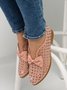 JFN  Women's Elegant Bowknot Hollow Out Chunky Heel Loafers