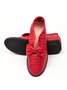 JFN  Women's Elegant Bowknot Hollow Out Chunky Heel Loafers