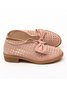 JFN  Women's Elegant Bowknot Hollow Out Chunky Heel Loafers