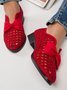 JFN  Women's Elegant Bowknot Hollow Out Chunky Heel Loafers