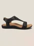 Women's Comfy Orthotic Sandals Women's Arch Support Flat Sandals Orthopedic Sandals JFN Women Retro Solid Color Casual Simple Velcro Strappy Sandals