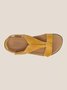 JFN Women Retro Solid Color Casual Simple Velcro Strappy Sandals