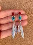JFN Boho Vintage Feather Turquoise Earrings