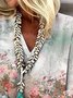 Women's Floral Three Quarter Sleeve Blouse_ Spring/Fall V Neck Daily Casual Top