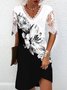 JFN V Neck Floral Casual Midi Dress
