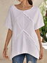 V Neck Linen Asymmetric Casual Shirts & Tops