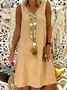 Casual Plain V-neck Sleeveless Dress
