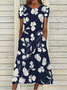 JFN Round Neck Floral Casual Midi Dress