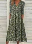 Women's Short Sleeve Summer Floral Dress V Neck Daily Going Out Casual Midi H-Line
