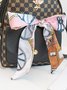 JFN Geometric Pattern Patchwork Scarf Bow Zipper Magnetic Buckle Large Capacity Backpack