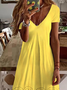 JFN V Neck Plain Summer Casual Mini Prom Dress