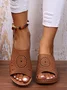 JFN Ethnic Pattern Punched Hollow Velcro Vintage Sandals