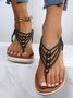 JFN Beaded Thin Strap Bohemian Thong Sandals