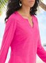Solid button holiday wide pine peach pink top T-shirt plus size tunic
