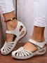 JFN Vintage Floral Cutout Velcro Casual Sandals